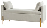 Upholstered Flip Top Storage Bench, Gray