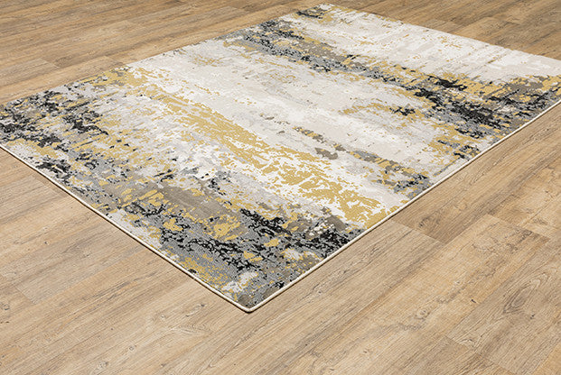 Oriental Weavers Caravan Gray and Gold 9'10"x12'10" Indoor Rug