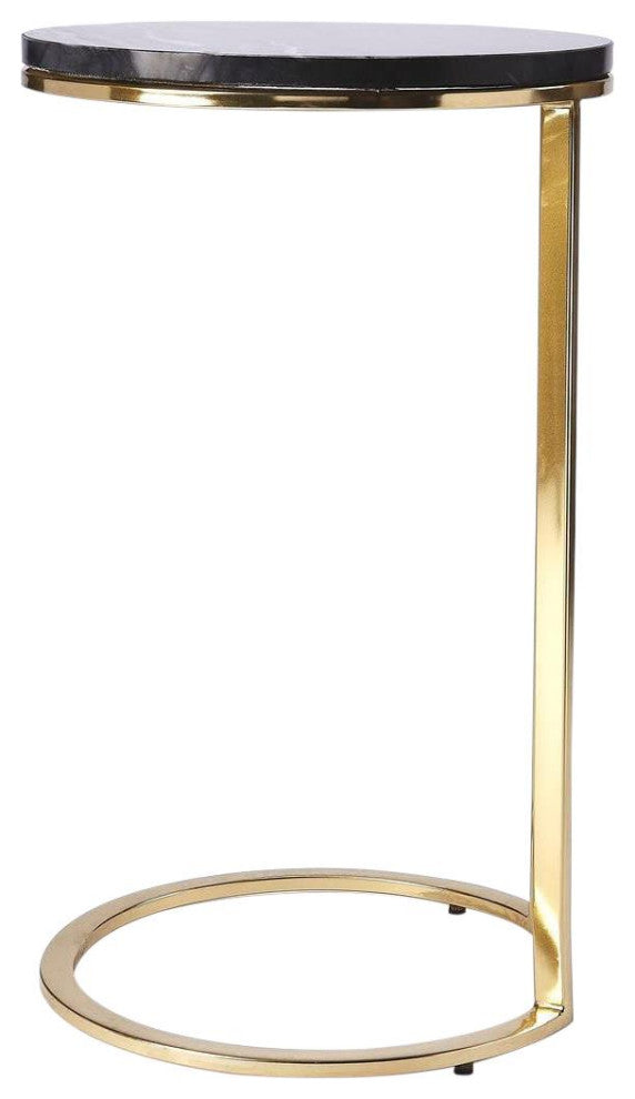 Contemporary Marble and Gold Side Table