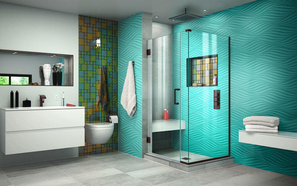 DreamLine Unidoor Plus Shower Enclosure, Chrome, 35"x34.38"x72", Oil Rubbed Bron
