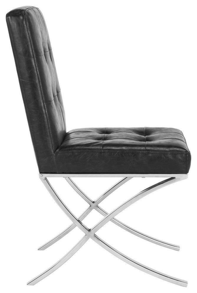 Phelps Tufted Side Chair Black Chrome