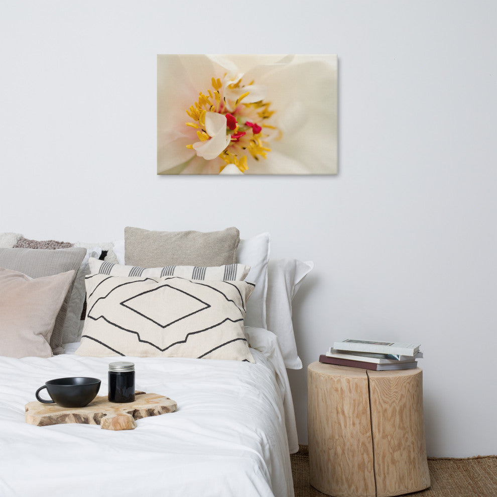 Eye of Peony Floral Nature Photography Canvas Wall Art Print, 24" X 36"