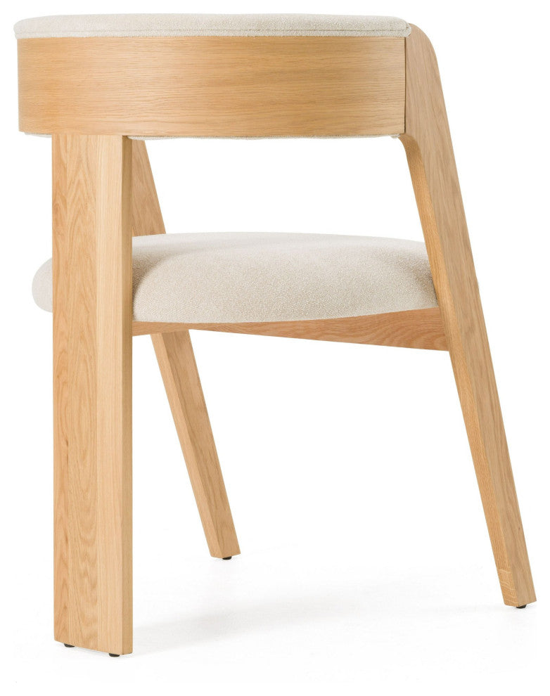 Modrest Washington Modern Beige Fabric + White Oak Dining Chair, Set of 2