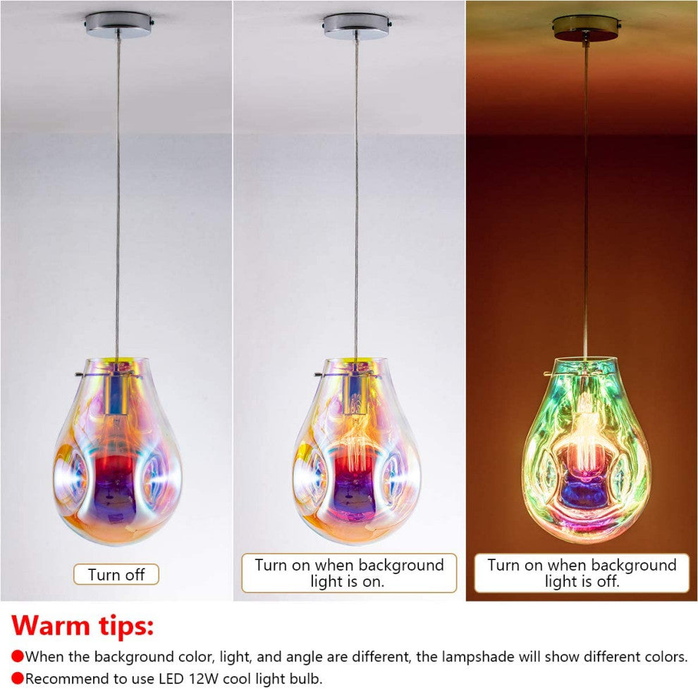 Modern Glass Pendant, Colorful Contemporary Hanging Light