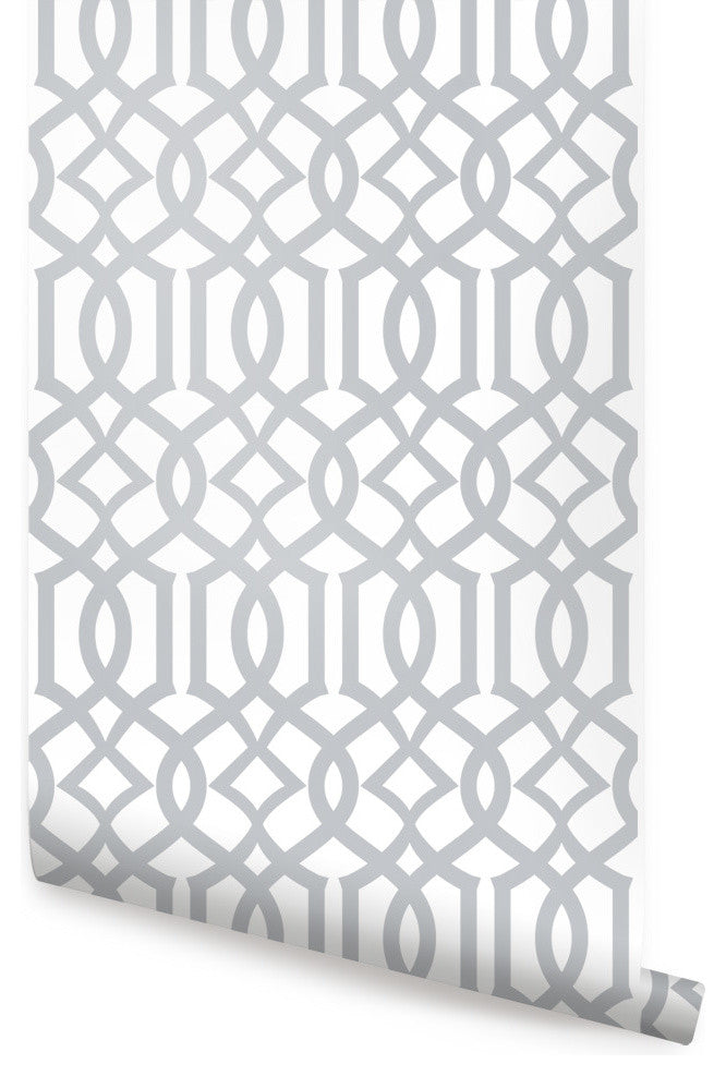 Avant Trellis Peel and Stick Vinyl Wallpaper, Gray, 24"w X 108"h