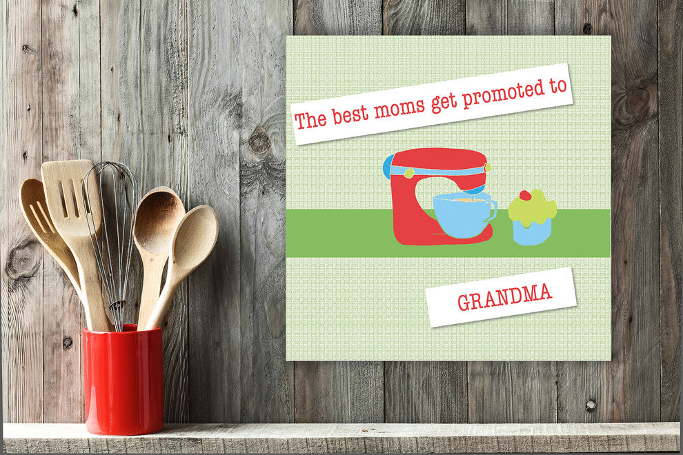 "Promoted to Grandma Vintage Mixer", 12"x12", Wall Plaque Art