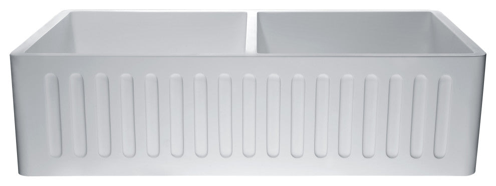 ANZZI Petima Farmhouse Solid Surface 35" Kitchen Sink, White