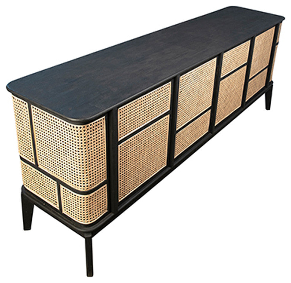 Deco Black and Cane Sideboard