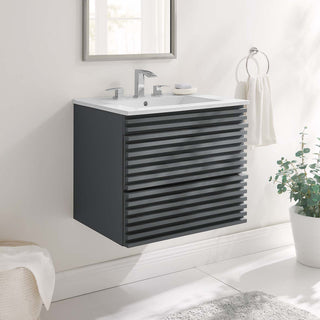 Render 24" Wall-Mount Bathroom Vanity, Gray White