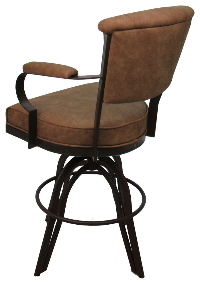 Miami Counter Metal Bar Stool A Base, Brown Vinyl Brown, 26"