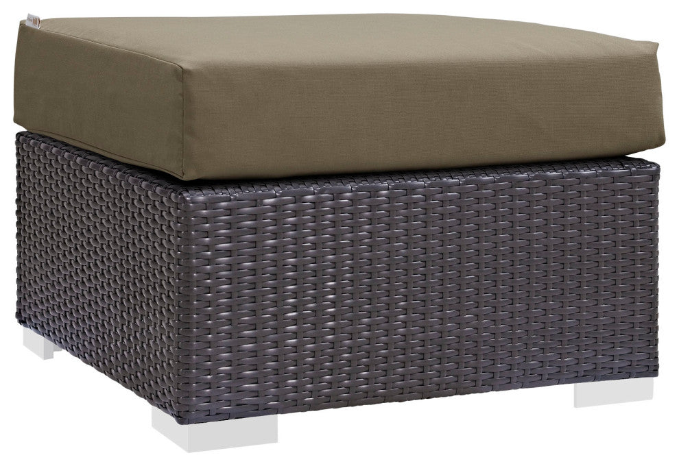 Espresso Mocha Convene Outdoor Patio Fabric Square Ottoman