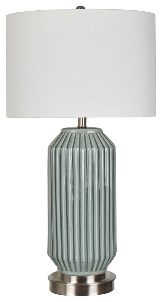 Paige Blue and Gray Ceramic Table Lamp, 28"