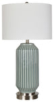 Paige Blue and Gray Ceramic Table Lamp, 28"