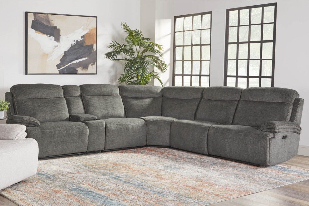 Parker Living Alpine 6 Piece Power Reclining Sectional, Airy Midnight