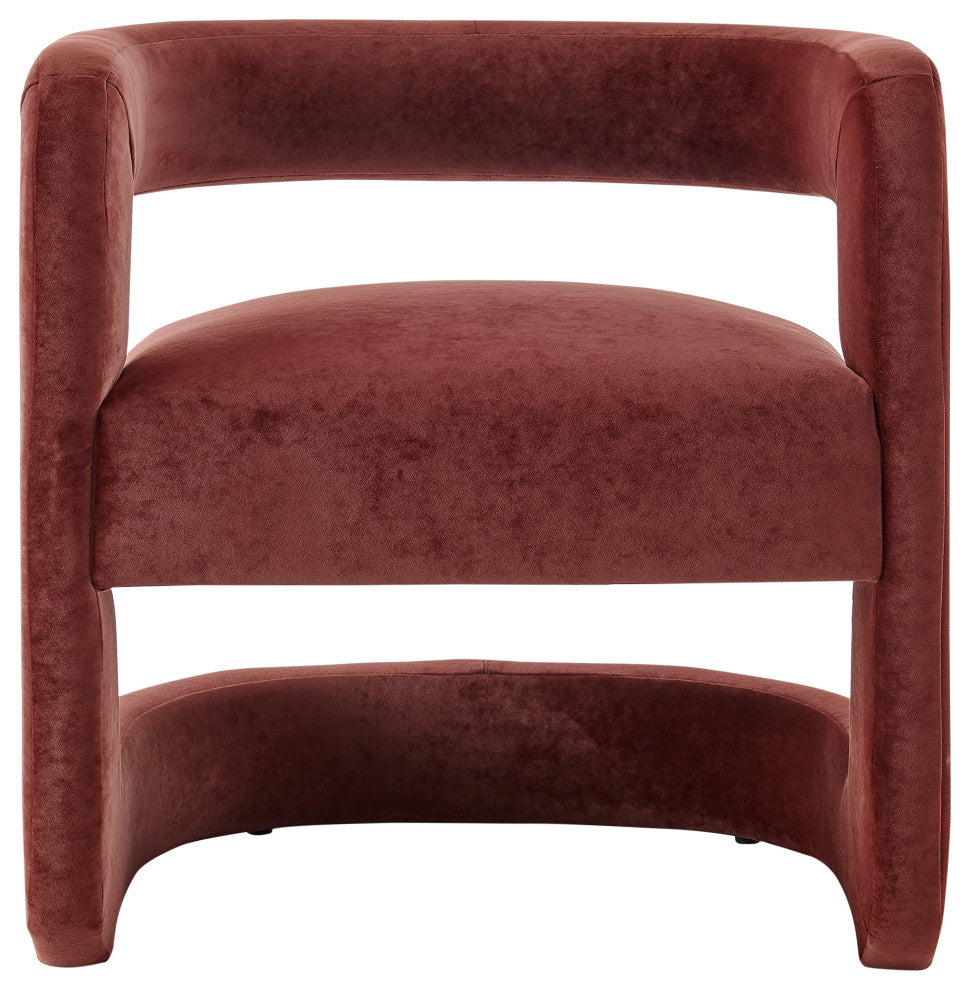 Althea Velvet Accent Arm Chair in Dainty Maroon