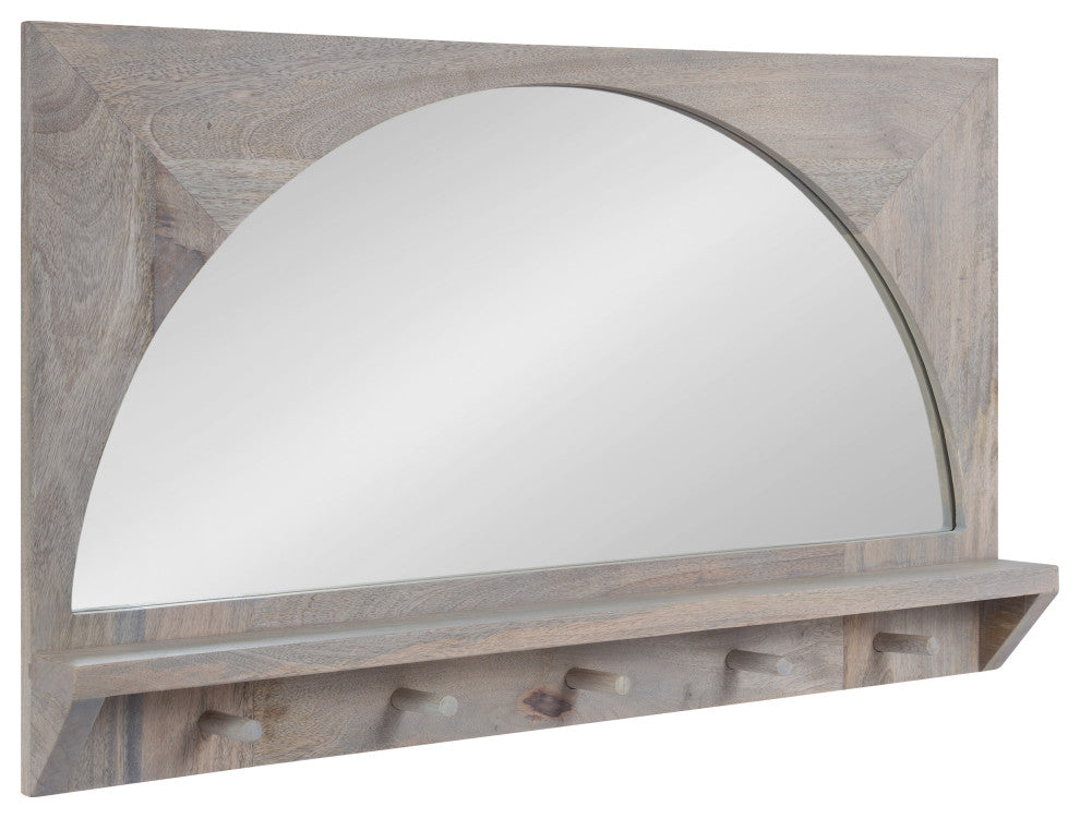 Andover Arch Mirror With Hooks, White 24x36