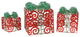 Swirl Gift Boxes Christmas Decorations, 3-Piece Set, Red