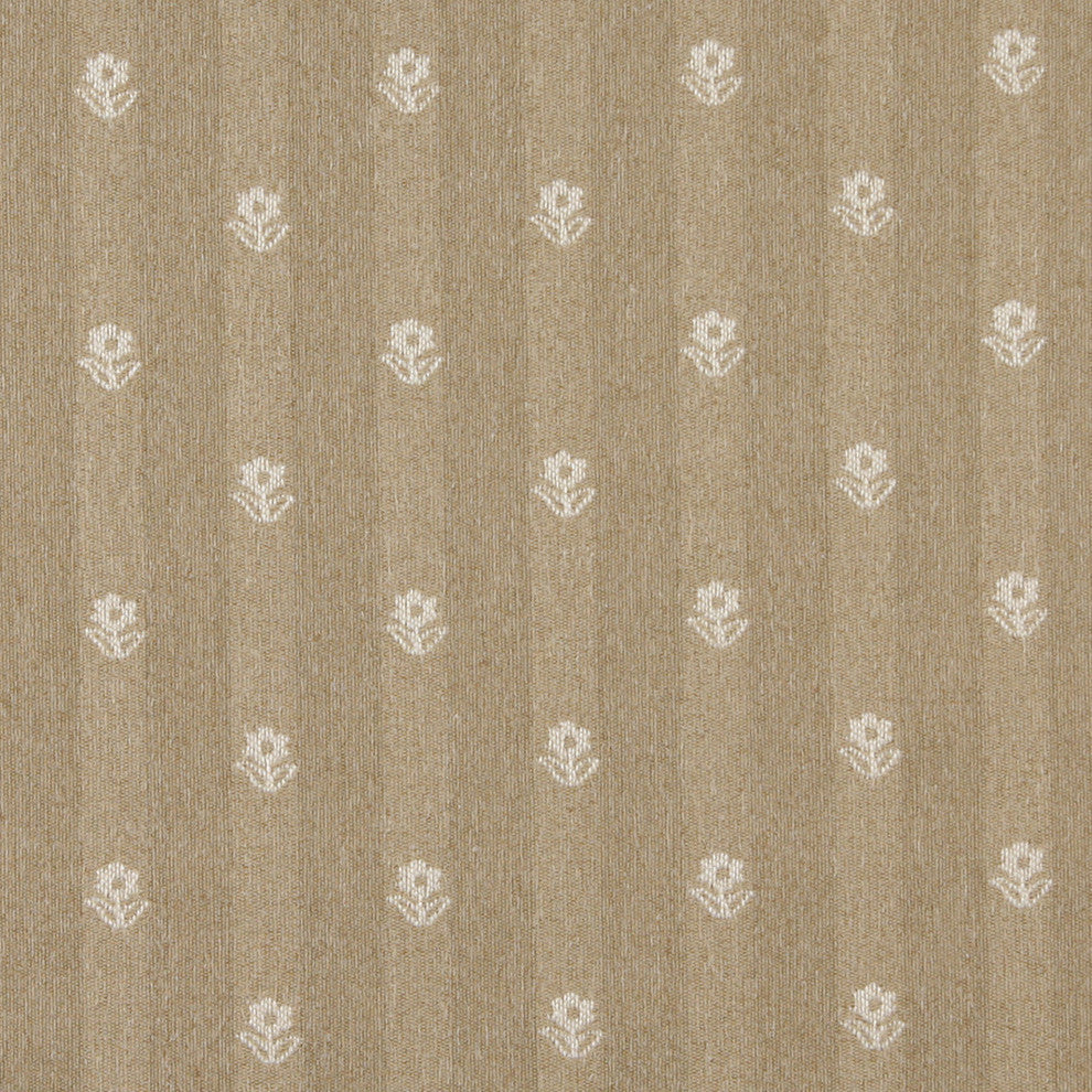 Gold And Ivory Flowers Country Tweed Upholstery Fabric By The Yard