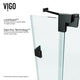 VIGO Pirouette 36" to 42" W x 72" H Frameless Pivot Shower Door, Matte Black, Clear Glass
