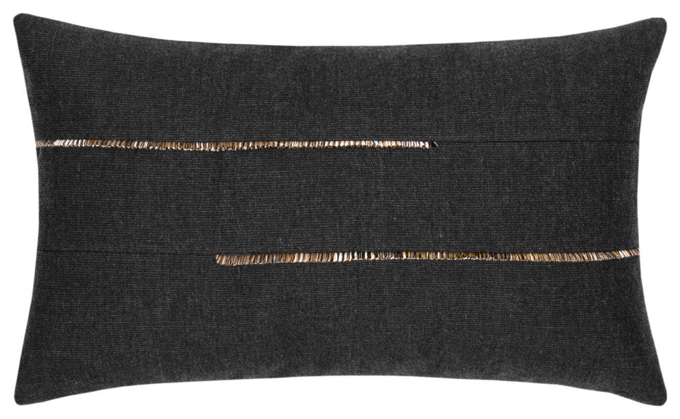 Micro Fringe Carbon Indoor/Outdoor Performance Lumbar Pillow, 12"x20"