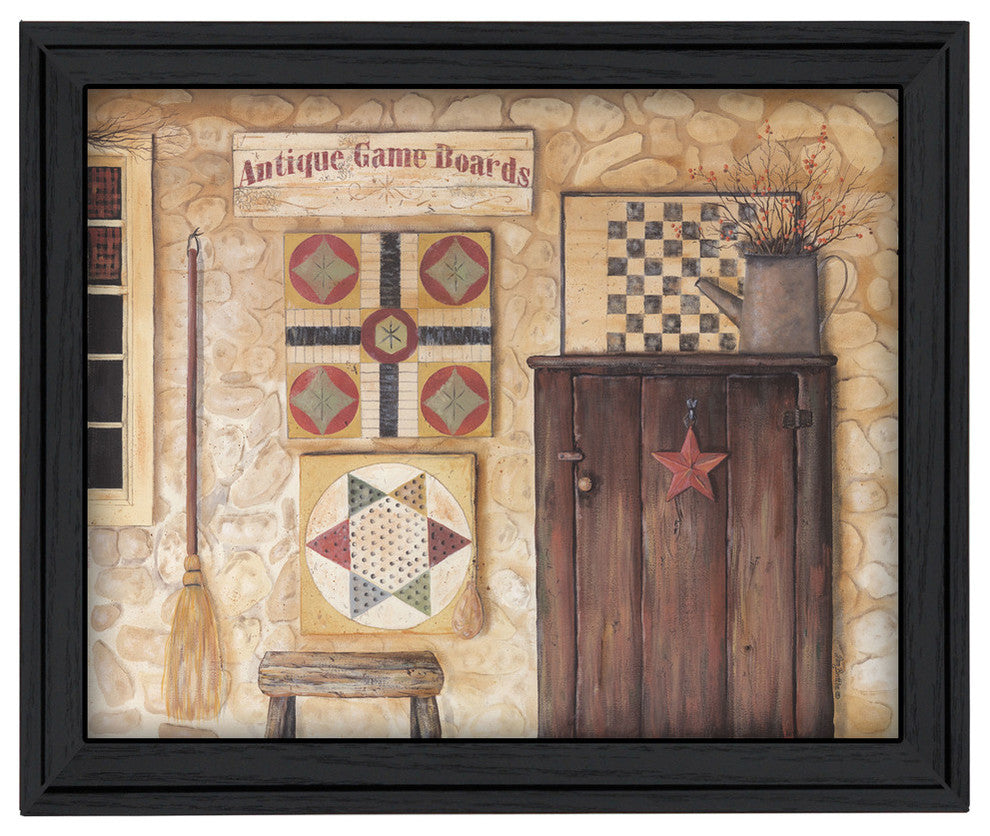 "Antique Game Boards" By Pam Britton, Printed Wall Art, Black Frame