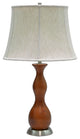 40002, 28" High Wooden Table Lamp, Brown Wood With Satin Nickel Base