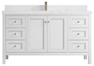 Nashville 60" Single Bathroom Vanity, White 2" Empira Quartz