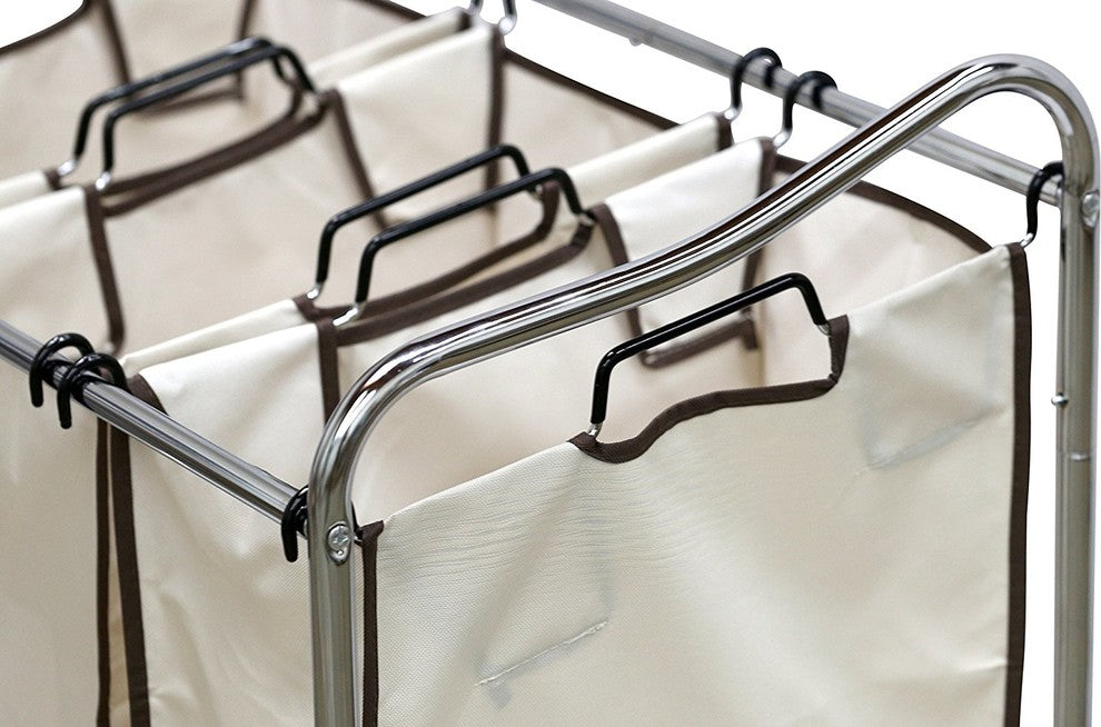 Heavy-Duty 3-Bag Laundry Sorter Cart