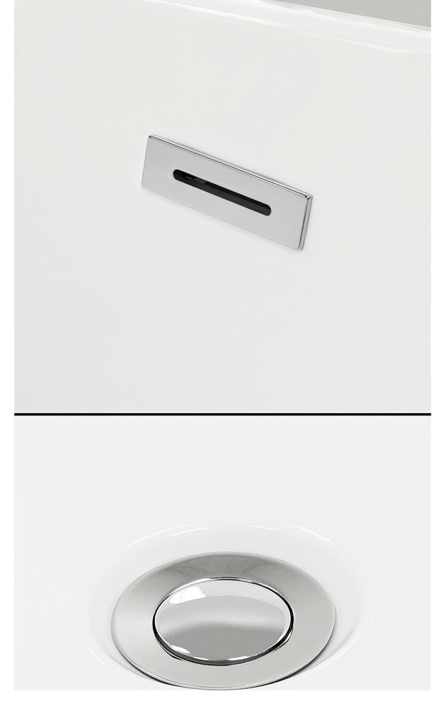 Melissa 71" Freestanding White Bathtub, Polished Chrome Drain and Overflow Trim