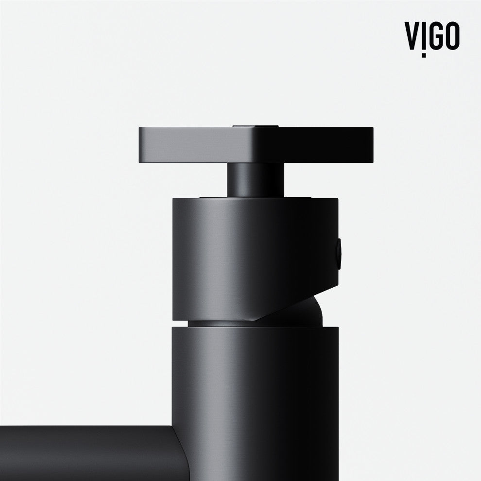VIGO Ruxton 8" H Single Handle Single Hole Bathroom Faucet, Matte Black, Without Extras