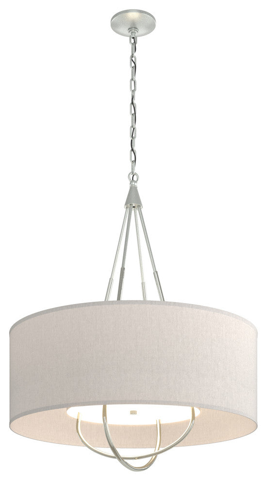 Loop Pendant, Vintage Platinum Finish, Sterling Accents, Flax Shade