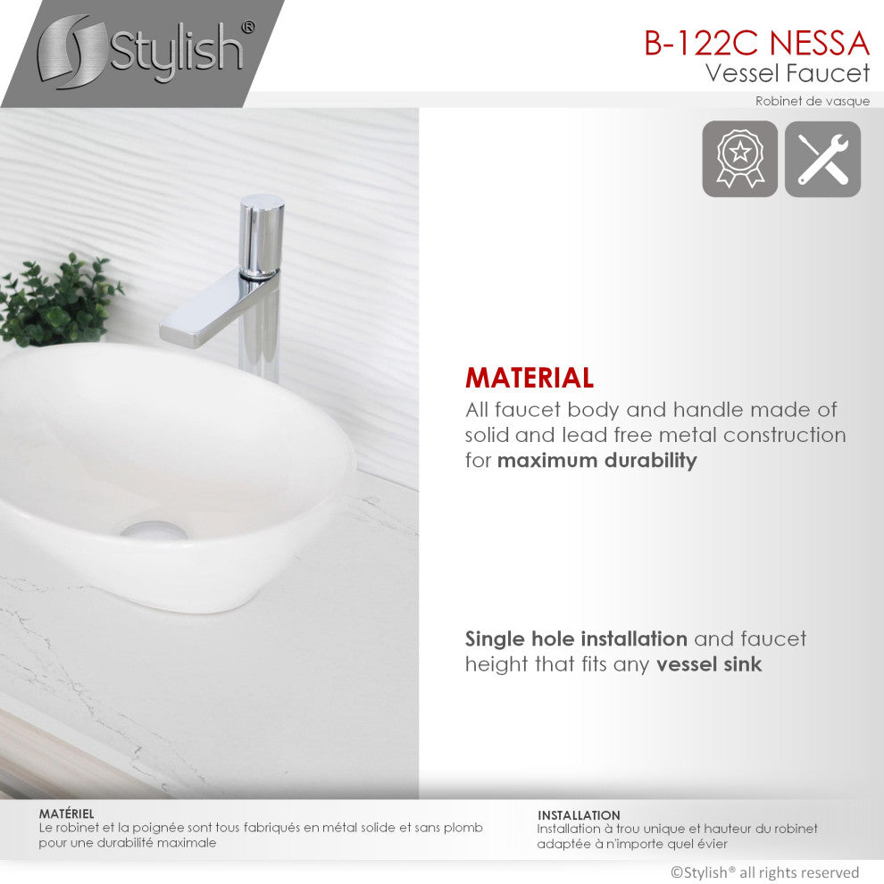 Single Handle Bathroom Vessel Sink Faucet, Polished Chrome Finish