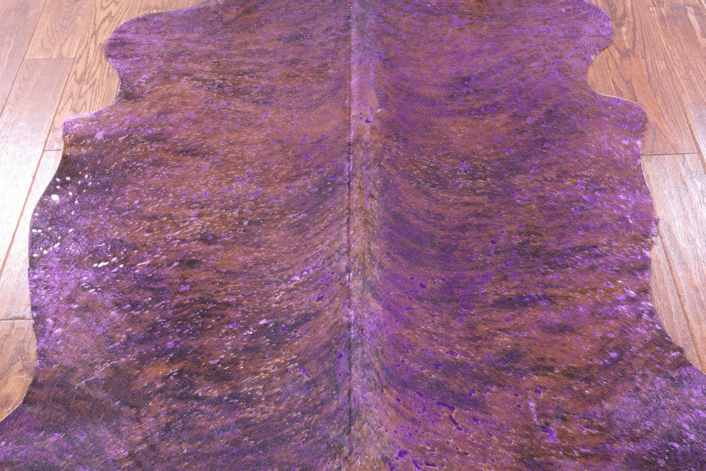 6' 0" X 4' 10" Purple Metallic Cowhide Rug C2150