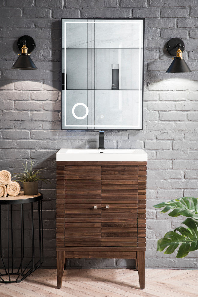 Linden 24" MC Walnut Vanity, White