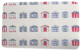 Nantucket Multi Beach Hut Stripe Print Bath Mat, Ivory, 17"x24"