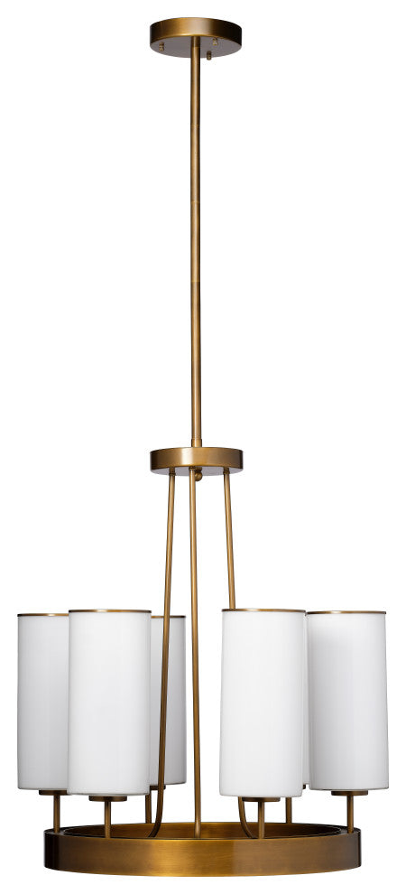 Kingdom Glass 6-Light Chandelier, Antique Brass