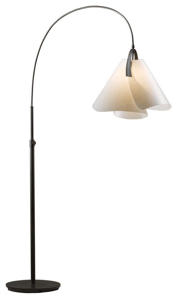 Mobius Arc Floor Lamp, Dark Smoke Finish, Spun Frost Shade
