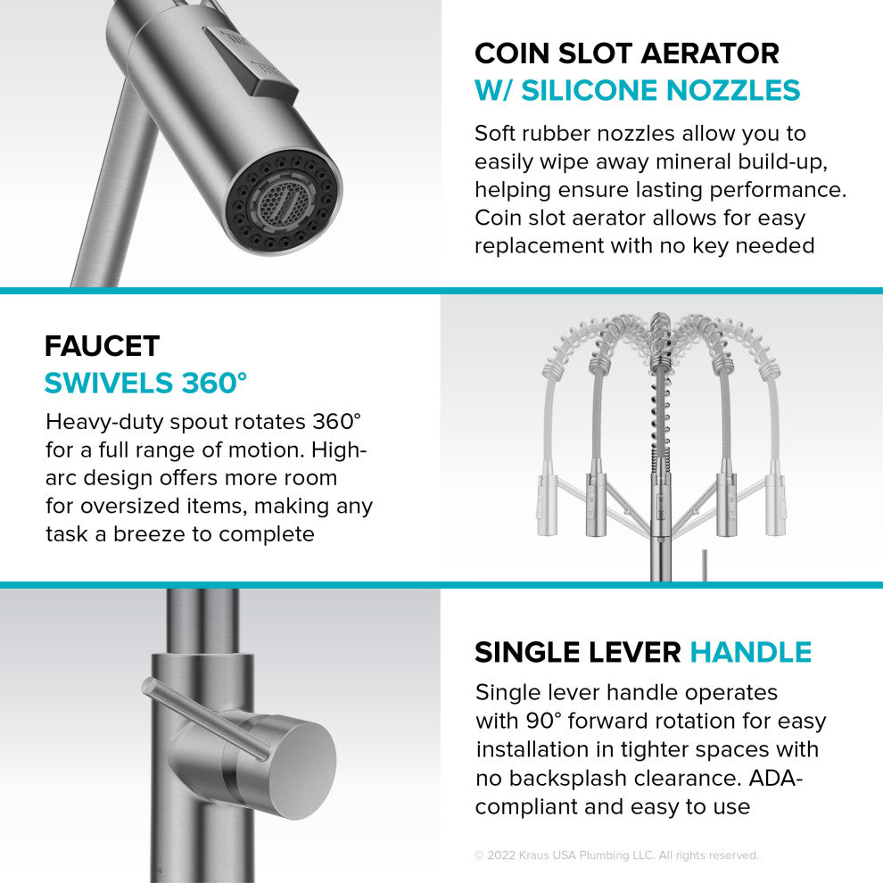 Oletto Commercial Pull-Down Filter Kitchen Faucet, SFACB