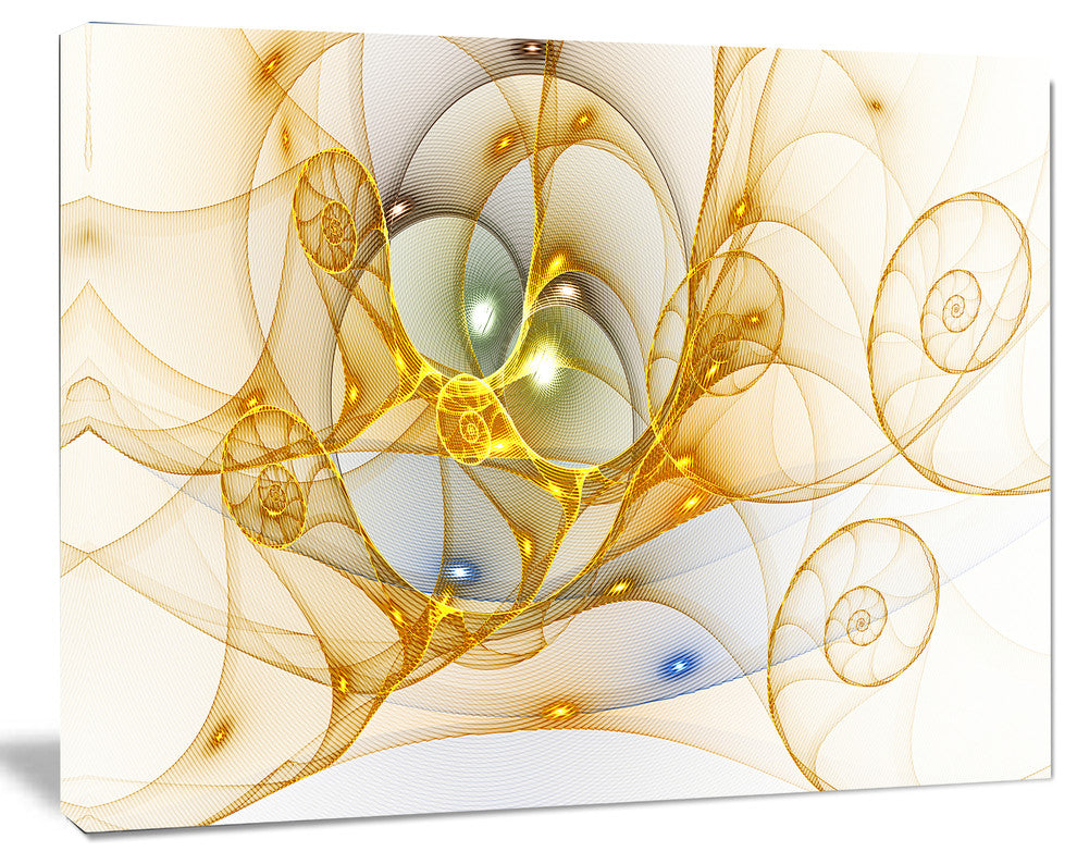 Golden Colored Curly Spiral, Abstract Wall Art Canvas, 20x12
