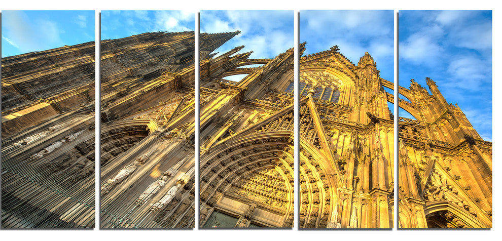 Facade of Dom Church with Blue Sky, Cityscape Canvas Print, 60"x28", 5 Panels