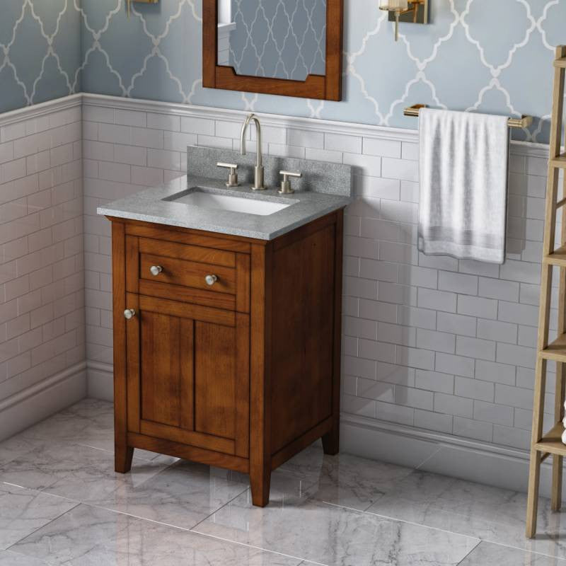 Chatham Traditional 24" Chocolate Single Sink Vanity, Steel Grey Cultured Marble