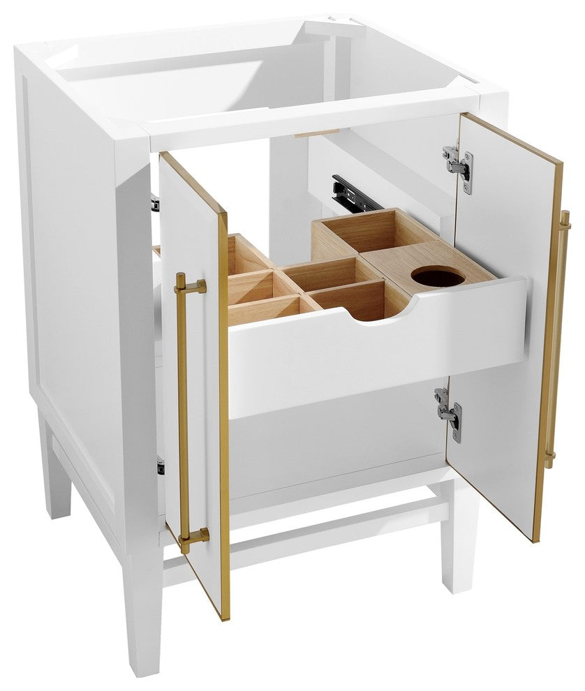 Mason 24" Vanity Only, White With Matte Gold Hardware