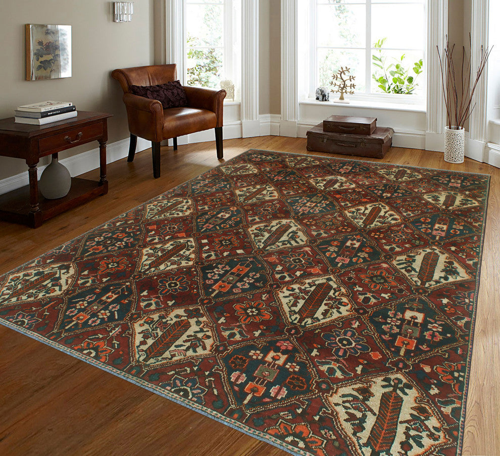 Fine Vintage Distressed Hallie Burgundy/Navy Rug, 7'1x9'7