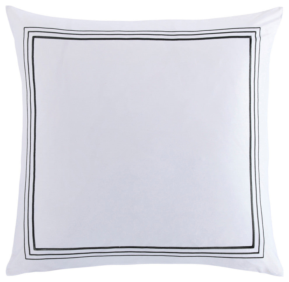Embroidered Border Euro Sham, 27"x27", Black