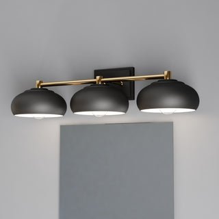 Belmont 3 Light Vanity Matte Black and Satin Brass