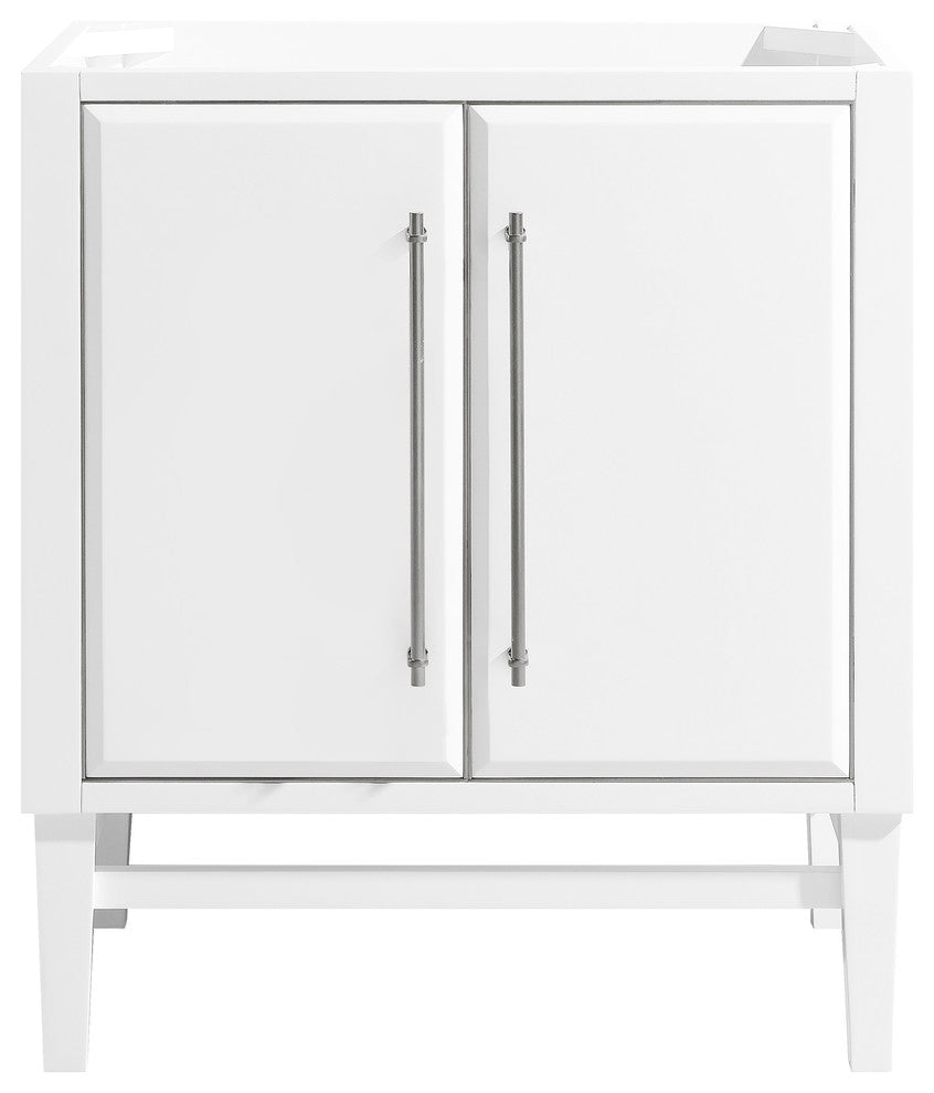 Mason 30" Vanity Only, White With Brushed Silver Hardware