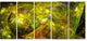 Golden Mystic Psychedelic Texture, Abstract Art on Canvas, 60"x28", 5 Panels