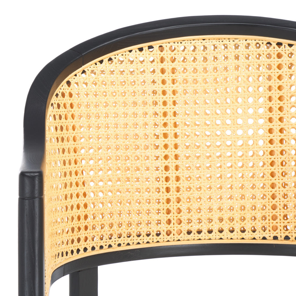 Safavieh Couture Rogue Rattan Barstool, Black/Natural