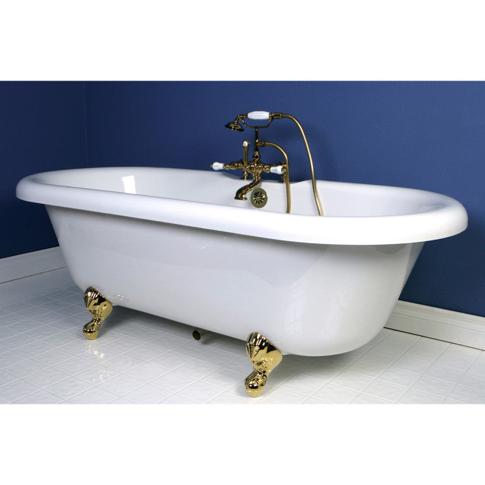 Kingston Brass 7" Deck Mount Tub Faucet, Polished Brass