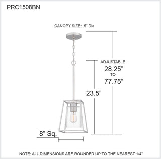 Quoizel PRC1508 Prescott 8"W Mini Pendant - Matte Black